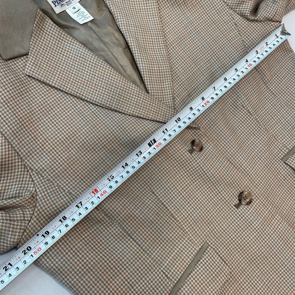 ~ Pendleton Blazer Preppy Wool 14p Women Houndstooth Notch Collar Collegiate - Picture 6 of 12